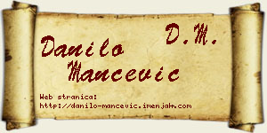 Danilo Mančević vizit kartica